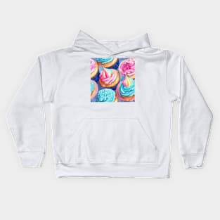 Watercolor cupcake pattern Kids Hoodie